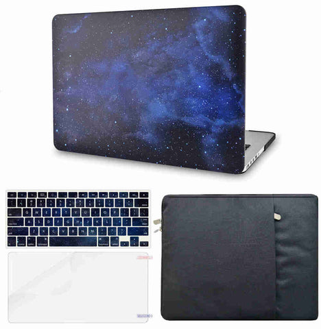 KECC Macbook Case with Cut Out Logo + Keyboard Cover, Screen Protector and Sleeve Package | Galaxy Space Collection - Night Sky 4