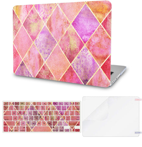 KECC Macbook Case with Cut Out Logo + Keyboard Cover and Screen Protector Package | Pink Diamond