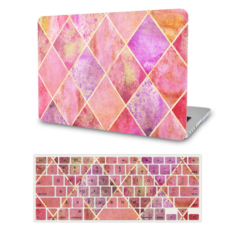 KECC Macbook Case with Cut Out Logo + Keyboard Cover Package |Pink Diamond