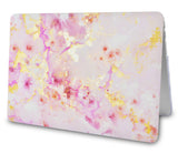 KECC Macbook Case with Cut Out Logo + Keyboard Cover Package | Pink Marble Gold Mist