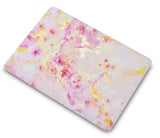 KECC Macbook Case with Cut Out Logo + Keyboard Cover Package | Pink Marble Gold Mist
