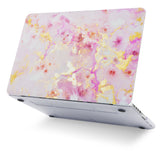 KECC Macbook Case with Cut Out Logo + Keyboard Cover Package | Pink Marble Gold Mist