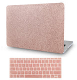 KECC Macbook Case with Cut Out Logo + Keyboard Cover Package | Rose Gold Sparkling