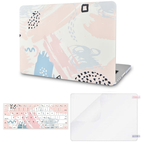 KECC Macbook Case with Cut Out Logo + Keyboard Cover and Screen Protector Package | Watercolor Paint 2