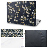 KECC Macbook Case with Cut Out Logo + Keyboard Cover, Screen Protector and Sleeve Package | Color Collection -  White Daisies