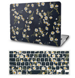 KECC Macbook Case with Cut Out Logo + Keyboard Cover Package | White Daisies