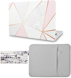 KECC Macbook Case with Cut Out Logo + Keyboard Cover and Sleeve Package | Painting Collection - White Marble with Pink Grey 2