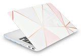 KECC Macbook Case with Cut Out Logo + Keyboard Cover and Sleeve Package | Painting Collection - White Marble with Pink Grey 2
