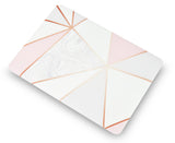 KECC Macbook Case with Cut Out Logo + Keyboard Cover and Sleeve Package | Painting Collection - White Marble with Pink Grey 2