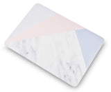 KECC Macbook Case with Cut Out Logo + Keyboard Cover + Slim Sleeve + Screen Protector + Pouch |White Marble with Pink Grey