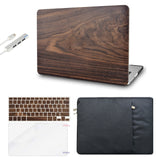 KECC Macbook Case with Cut Out Logo + Keyboard Cover, Screen Protector and Sleeve Sleeve Bag and USB |Walnut Wood