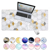 KECC Desk Pad, Office Desk Mat,PU Leather Desk Blotter, Laptop Desk Mat, Waterproof Desk Writing Pad for Office and Home Decor, Thick Gaming Mouse Pad (White Gold Geometric Marble)