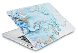 KECC Macbook Case with Cut Out Logo + Keyboard Cover Package | Blue Gold Marble