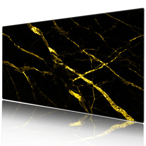 KECC Desk Pad, Office Desk Mat,PU Leather Desk Blotter, Laptop Desk Mat, Waterproof Desk Writing Pad for Office and Home Decor, Thick Gaming Mouse Pad (Black Gold Marble)
