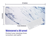 KECC Desk Pad, Office Desk Mat,PU Leather Desk Blotter, Laptop Desk Mat, Waterproof Desk Writing Pad for Office and Home Decor, Thick Gaming Mouse Pad (White Marble)
