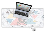 KECC Desk Pad, Office Desk Mat,PU Leather Desk Blotter, Laptop Desk Mat, Waterproof Desk Writing Pad for Office and Home Decor, Thick Gaming Mouse Pad (White Marble Triangle Deer)