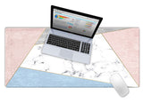 KECC Desk Pad, Office Desk Mat,PU Leather Desk Blotter, Laptop Desk Mat, Waterproof Desk Writing Pad for Office and Home Decor, Thick Gaming Mouse Pad (White Marble Blue Pink)