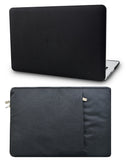 KECC Macbook Case with Cut Out Logo + Sleeve Package | Leather Collection - Black Leather