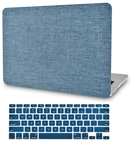 KECC Macbook Case with Cut Out Logo + Keyboard Cover Package | Color Collection - Blue Fabric