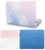 KECC Macbook Case with Cut Out Logo + Keyboard Cover, Screen Protector and Sleeve Package | Painting Collection - Blue Feather