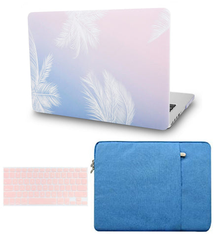 KECC Macbook Case with Cut Out Logo + Keyboard Cover and Sleeve Package | Galaxy Space Collection -  Blue Feather