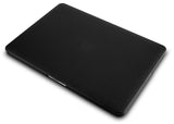 KECC Macbook Case with Cut Out Logo + Keyboard Cover + Slim Sleeve + Screen Protector + Pouch |Black Leather