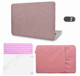 KECC Macbook Case with Cut Out Logo + Keyboard Cover, Screen Protector and Sleeve and Webcam Cover | Baby pink sparkling