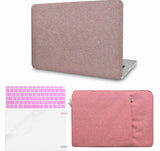 KECC Macbook Case with Cut Out Logo + Keyboard Cover, Screen Protector and Sleeve Package | Baby pink sparkling