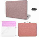 KECC Macbook Case with Cut Out Logo + Keyboard Cover, Screen Protector and Sleeve Sleeve Bag and Webcam Cover| Baby pink sparkling