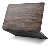 KECC Macbook Case with Cut Out Logo + Keyboard Cover and Sleeve Package | Leather Collection -  Brown Wood Leather