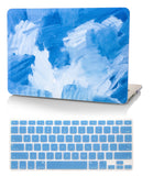 KECC Macbook Case with Cut Out Logo + Keyboard Cover Package |   Blue - Water Paint