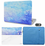 KECC Macbook Case with Cut Out Logo + Keyboard Cover, Screen Protector and Sleeve Sleeve Bag and Webcam Cover |Blue - Water Paint 2