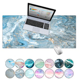 KECC Desk Pad, Office Desk Mat,PU Leather Desk Blotter, Laptop Desk Mat, Waterproof Desk Writing Pad for Office and Home Decor, Thick Gaming Mouse Pad (Blue Gold Vein Marble)