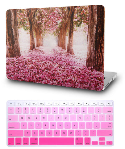 KECC Macbook Case with Cut Out Logo + Keyboard Cover Package |  Cherry Blossoms