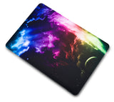 KECC Macbook Case with Cut Out Logo + Keyboard Cover, Screen Protector and Sleeve Package | Galaxy Space Collection - Colorful Space