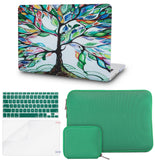 KECC Macbook Case with Cut Out Logo + Keyboard Cover + Slim Sleeve + Screen Protector + Pouch |Colorful Tree