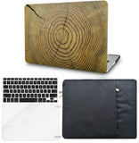 KECC Macbook Case with Cut Out Logo + Keyboard Cover, Screen Protector and Sleeve Package | Wood Collection - Cracked Wood