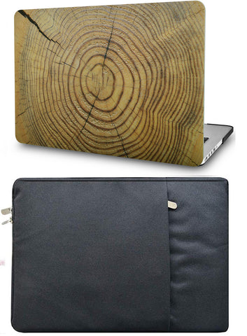 KECC Macbook Case with Cut Out Logo + Sleeve Package | Wood Collection - Cracked Wood