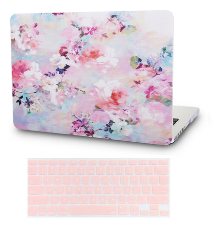 KECC Macbook Case with Cut Out Logo + Keyboard Cover Package | Floral Collection - Flower 7