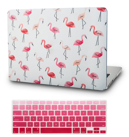 KECC Macbook Case with Cut Out Logo + Keyboard Cover Package | Color Collection - Flamingo