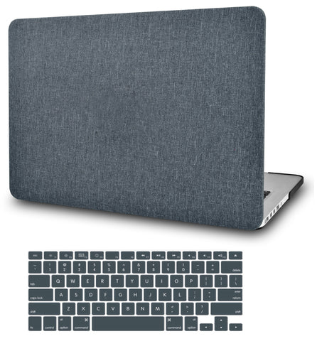 KECC Macbook Case with Cut Out Logo + Keyboard Cover Package | Color Collection - Grey Fabric