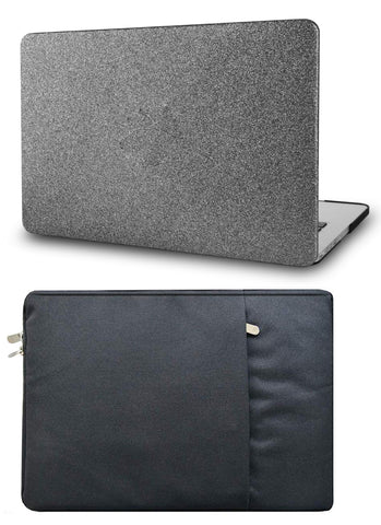 KECC Macbook Case with Cut Out Logo + Sleeve Package | Color Collection - Grey Sparkling