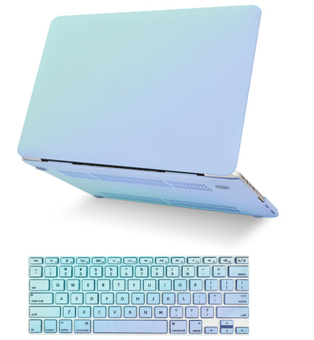 KECC Macbook Case with Cut Out Logo + Keyboard Cover Package |  Green Serenity Blue