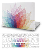 KECC Macbook Case with Cut Out Logo + Keyboard Cover Package | Oil Painting Collection - Leaf - Colorful 2