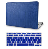 KECC Macbook Case with Cut Out Logo + Keyboard Cover Package | Matte Blue Crocodile Leather