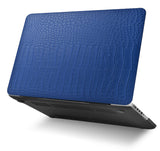 KECC Macbook Case with Cut Out Logo + Keyboard Cover and Sleeve Package | Matte Blue Crocodile Leather