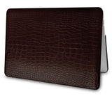 KECC Macbook Case with Cut Out Logo + Keyboard Cover, Screen Protector and Sleeve Sleeve Bag | Leather Collection-Matte Brown Crocodile Leather