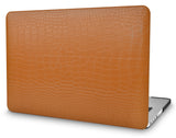KECC Macbook Case with Cut Out Logo | Matte Chestnut Crocodile Leather
