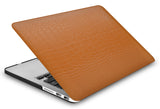 KECC Macbook Case with Cut Out Logo + Keyboard Cover, Screen Protector and Sleeve Package | Leather Collection-Matte Chestnut Crocodile Leather