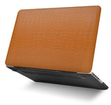 KECC Macbook Case with Cut Out Logo + Keyboard Cover and Sleeve Package |  Matte Chestnut Crocodile Leather